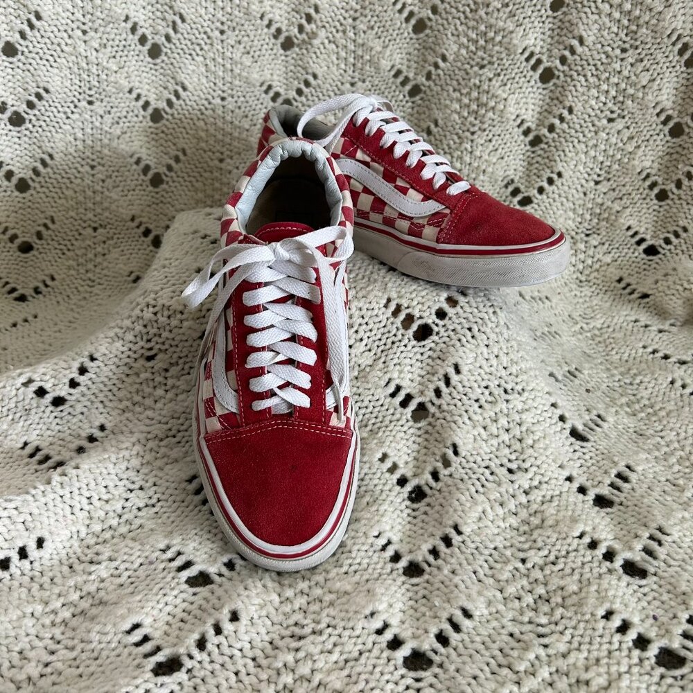 Vans Old Skool red checkered sneakers